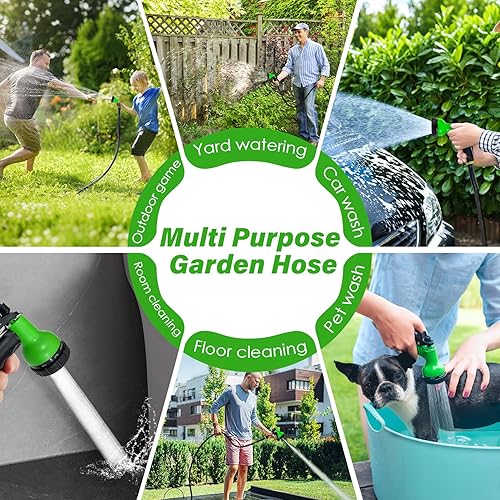 Miniatura 6 de Manguera de jardín de 100 pies, manguera de agua no expandible de 100 pies con boquillas de 10 funciones, sin torceduras, resistente, flexible,