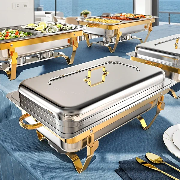Amhier 9Qt 4 Pack [Multiple Food Pans Combo] Chafing Dishes for Buffet | High Grade [Durable and Hard] Chafing Dish for Parties, Events & Weddings, Indoors & Outdoors