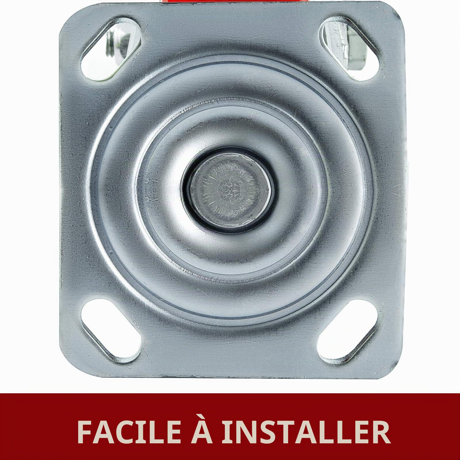 VEVOR Roulettes 15 cm Lot de 4 2 roulettes rigides et 2 roulettes pivotantes avec frein latéral, plaque de noyau en fer, polyuréthane, capacité de charge 450 kg par roue pour atelier, garage, entrepôt