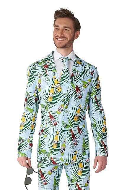 Foto 3 de 6 de Suitmeister Traje de Hombre - Traje de Verano Cerveza Tropical ajustado - Azul