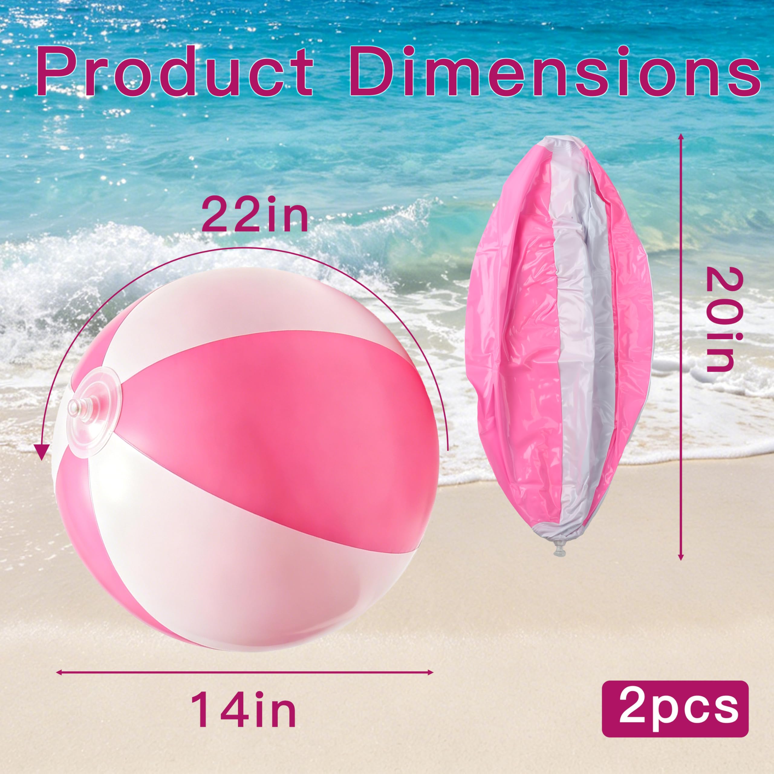 40,6 cm große Strandbälle, rosa und weiß, aufblasbare Strandbälle, PVC-Poolbälle für Erwachsene, Schwimmbälle, für Luau, Sommer, Wasserspiel, Zubehör, Geburtstag, Hochzeit, Partygeschenke