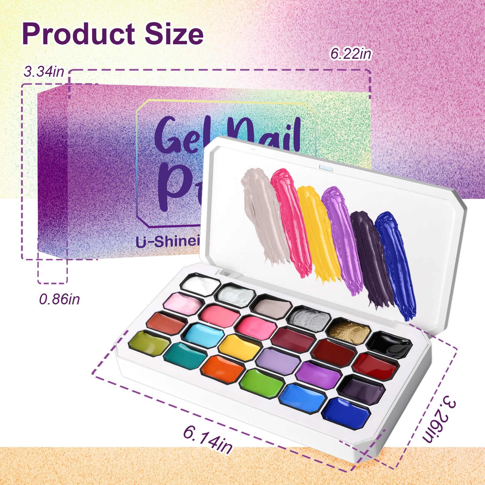 Smalto in Gel Gradient Painting, Set A con 24 Colori Ombre e 100 Pezzi di Spugna per Unghie e Pinzette per Manicure Francese Fai-da-Te, Arte delle Unghie