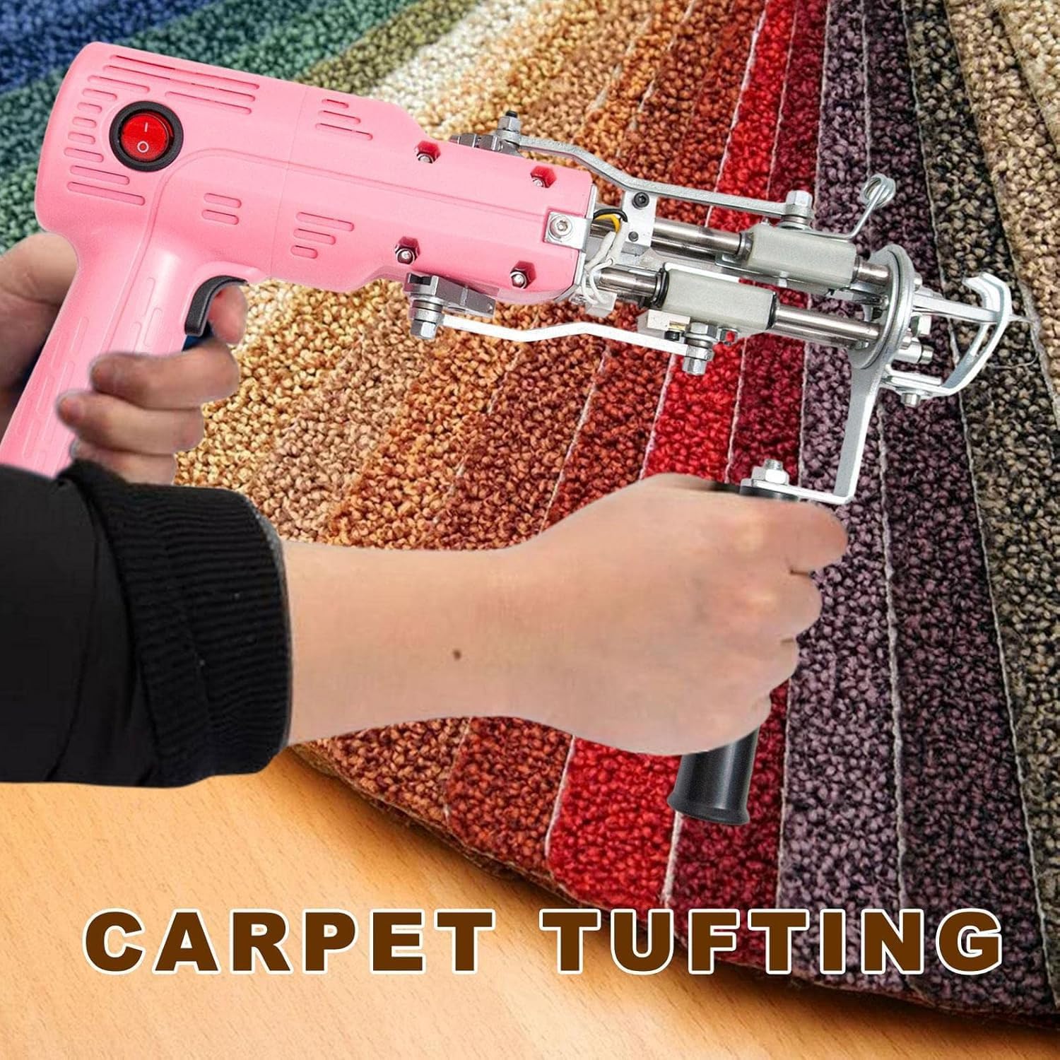 Pistola per tufting per tappeti, macchina elettrica per il taglio, 5-45 punti/secondo, lunghezza regolabile 7-19 mm, ideale per tappeti, tappeti, arazzi da parete, cuscini per divani