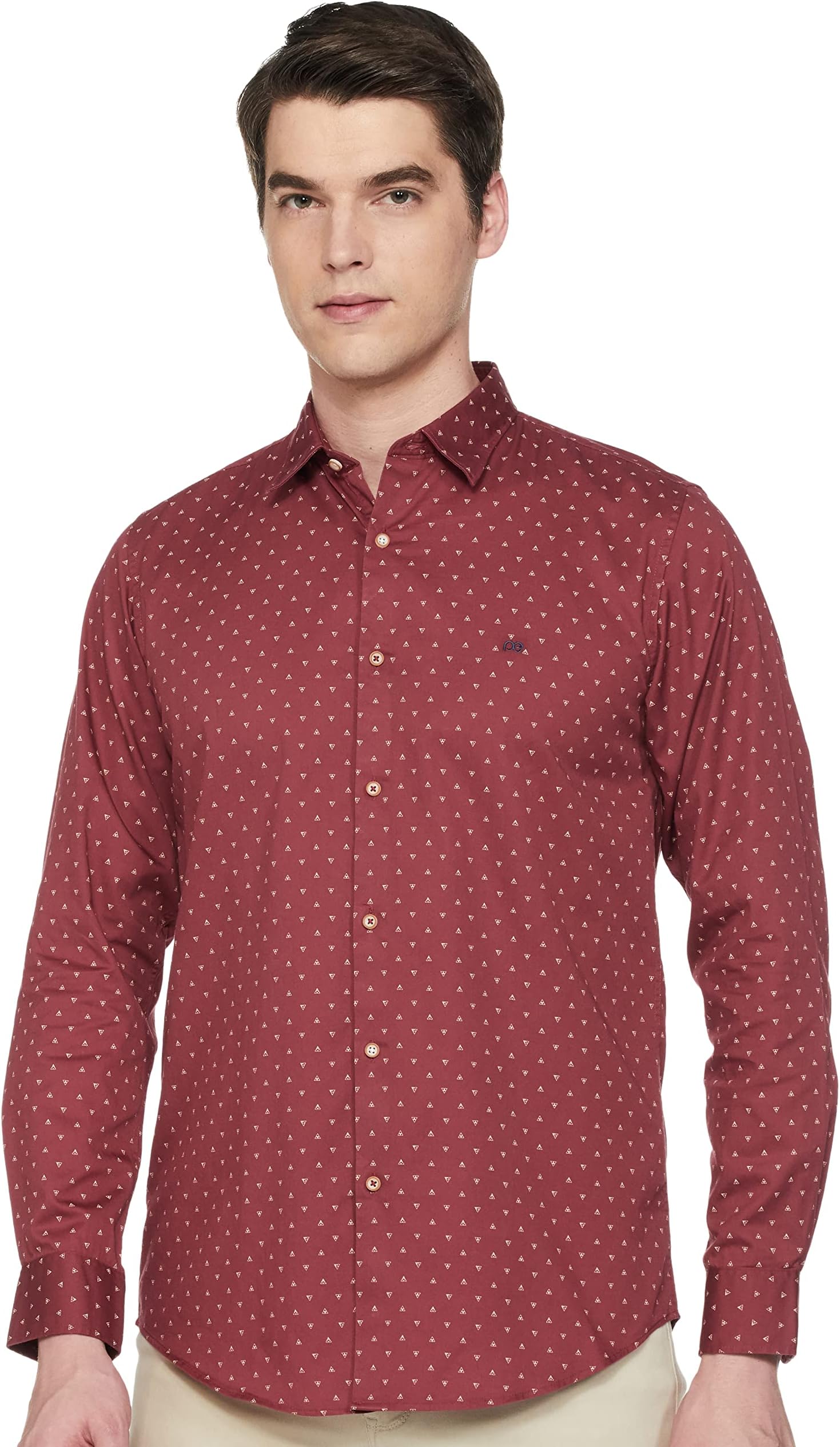 Peter EnglandMen's Printed Slim Fit Party Branded Insignia Full Sleeve Casual Shirt Cotton