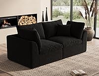 Vista 15 de Sofá tipo nube de gran tamaño para sala de estar, sofá modular convertible con otomana, de 7 plazas, blanco cálido