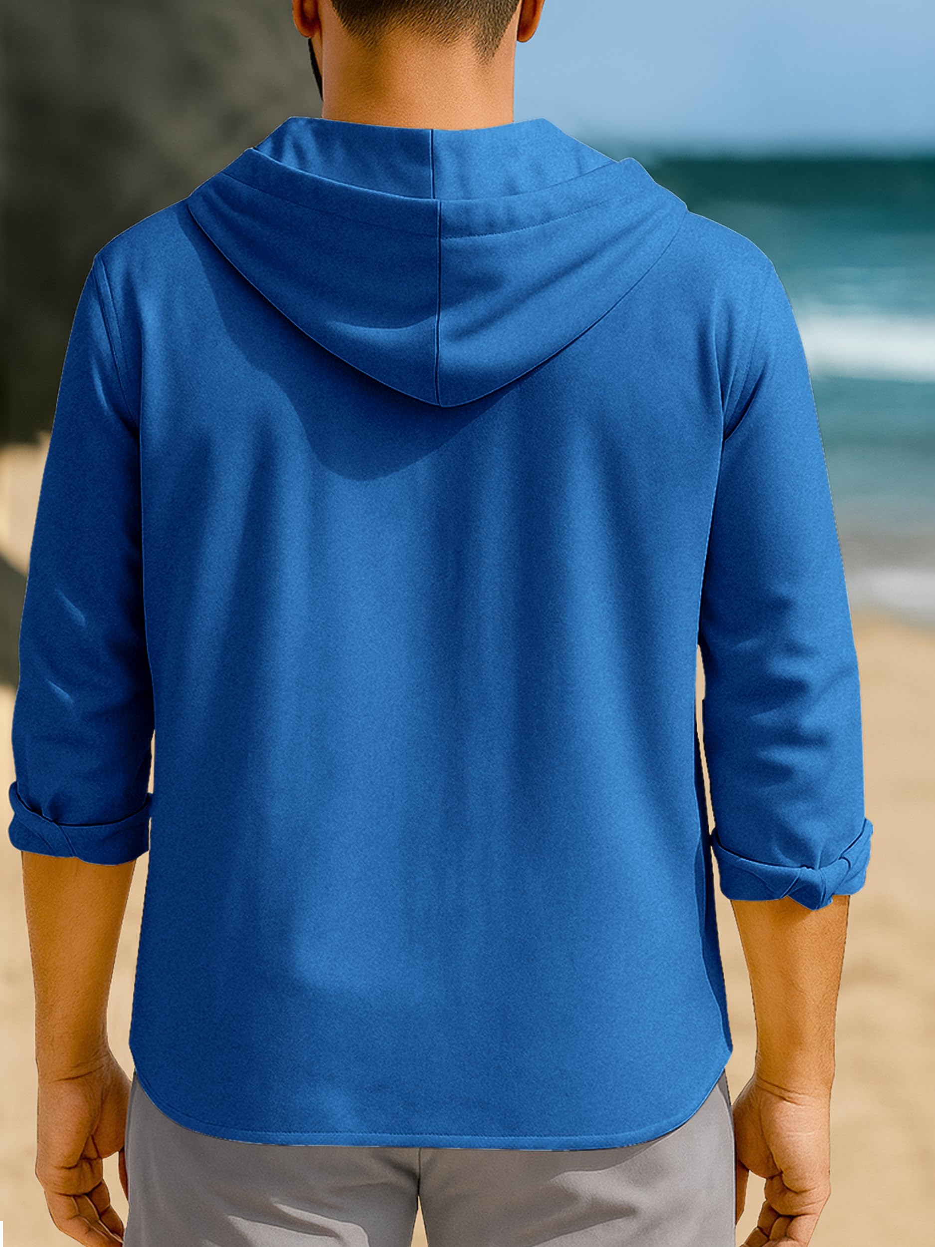 Noble Monk Relax Fit - Camiseta con capucha para hombre, ropa de ocio para hombre, manga larga, camisa elegante para hombre
