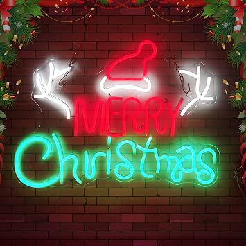 SunKite Merry Christmas LED Neon Sign Lights for Christmas Decorations 16.5 x 10.6in