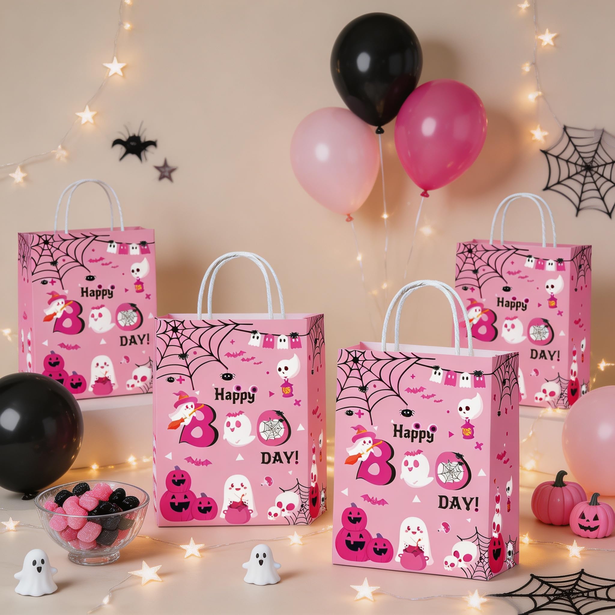 12PCS Happy Boo Day Candy Treats Goodies Favor Bags Halloween Theme Bag