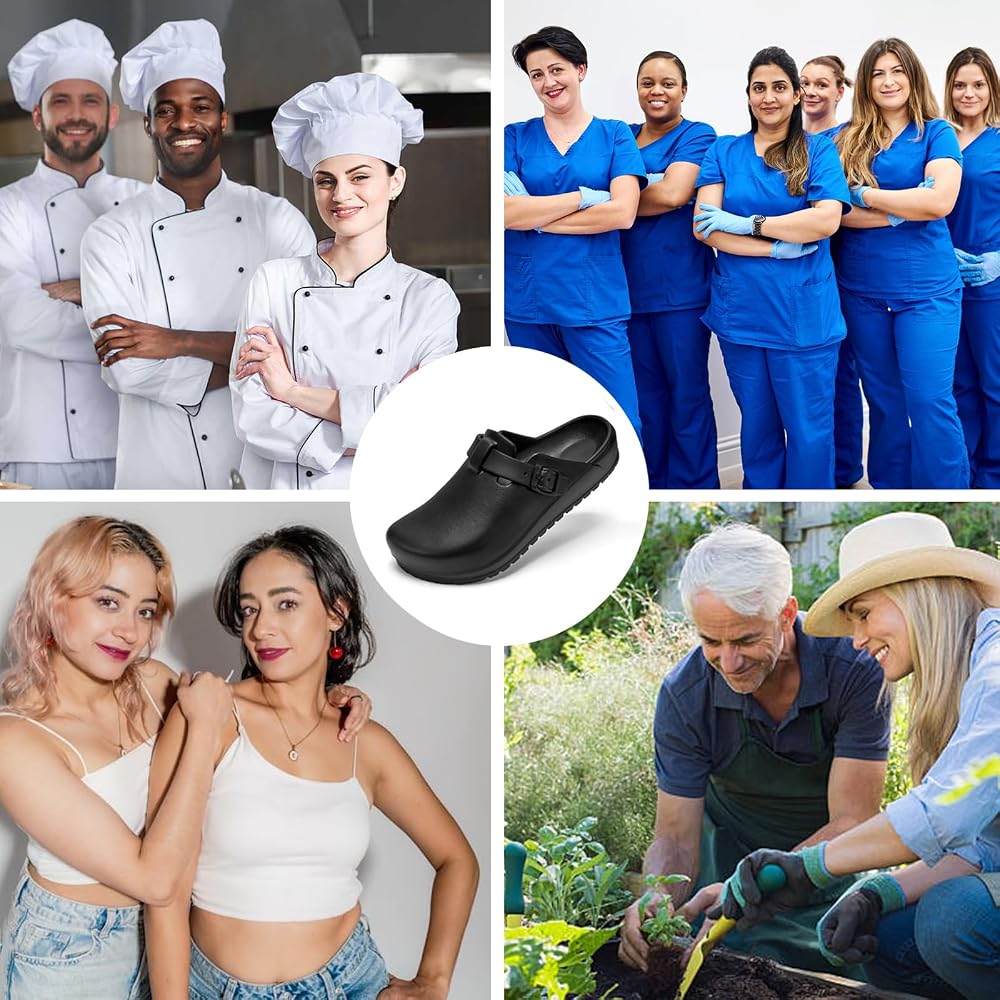 ZXT Arch Support Work Clogs Slip Resistant Orthopedic Shoes for Chef Nurse Garden Comfortable, Slip-On Cushion Slide Sandals