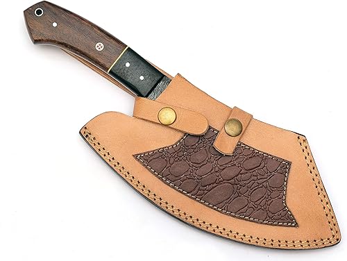 Miniatura 6 de HotSteel Damascus Steel - Cuchillo de carnicero de 12 pulgadas, cuchillo de chef, hoja fija, espiga completa, mango de palisandro, hoja negra, 7