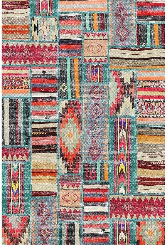 Latte Dizayn Brandi Desenli Kadife Pamuk Tabanlı Yıkanabilen Kaydırmaz Antibakteriyel Salon Halısı 80x150