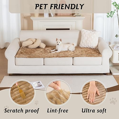 Miniatura 2 de PuTian Funda de sofá 100% impermeable y mullida para perros, lavable, antideslizante, protector de sofá, apto para mascotas, para sofás y sofás,