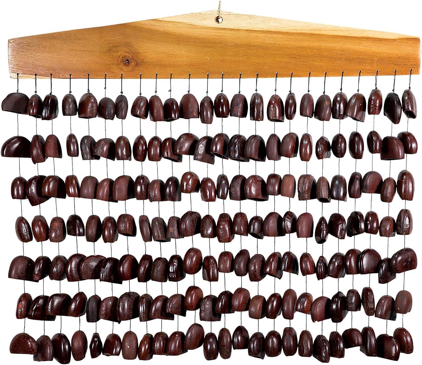 Terre Exotic Bar Chimes with 7 Rows of 24 Natural Nuts – Pangi, Juju, Chacha, Pala Options – Soothing Percussion Instrument (Pangi)