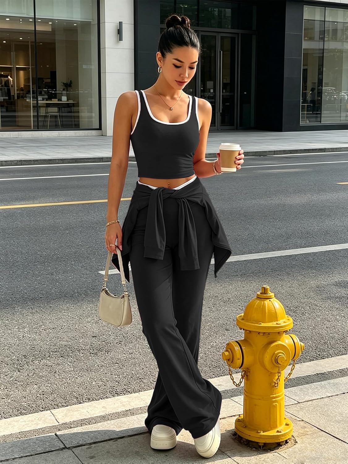 Women 3 Pcs Set Jacket Crop Top Long Pants Soft Workout Daily Wear image 4