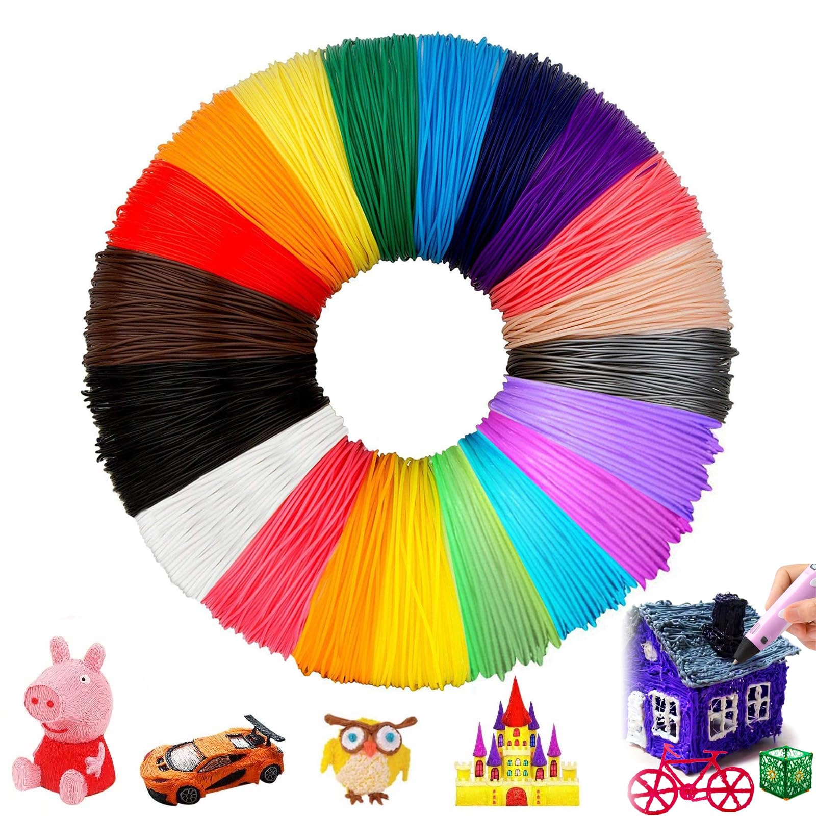 SMYJDMM 3D Pen Filament PLA, 1.75 mm 3D Pen Filament 20 Colours, 3D Printer Filament Refill Pack 3D Pen Colours Pack Each Colour 5 Metres for 3D Printer Pen