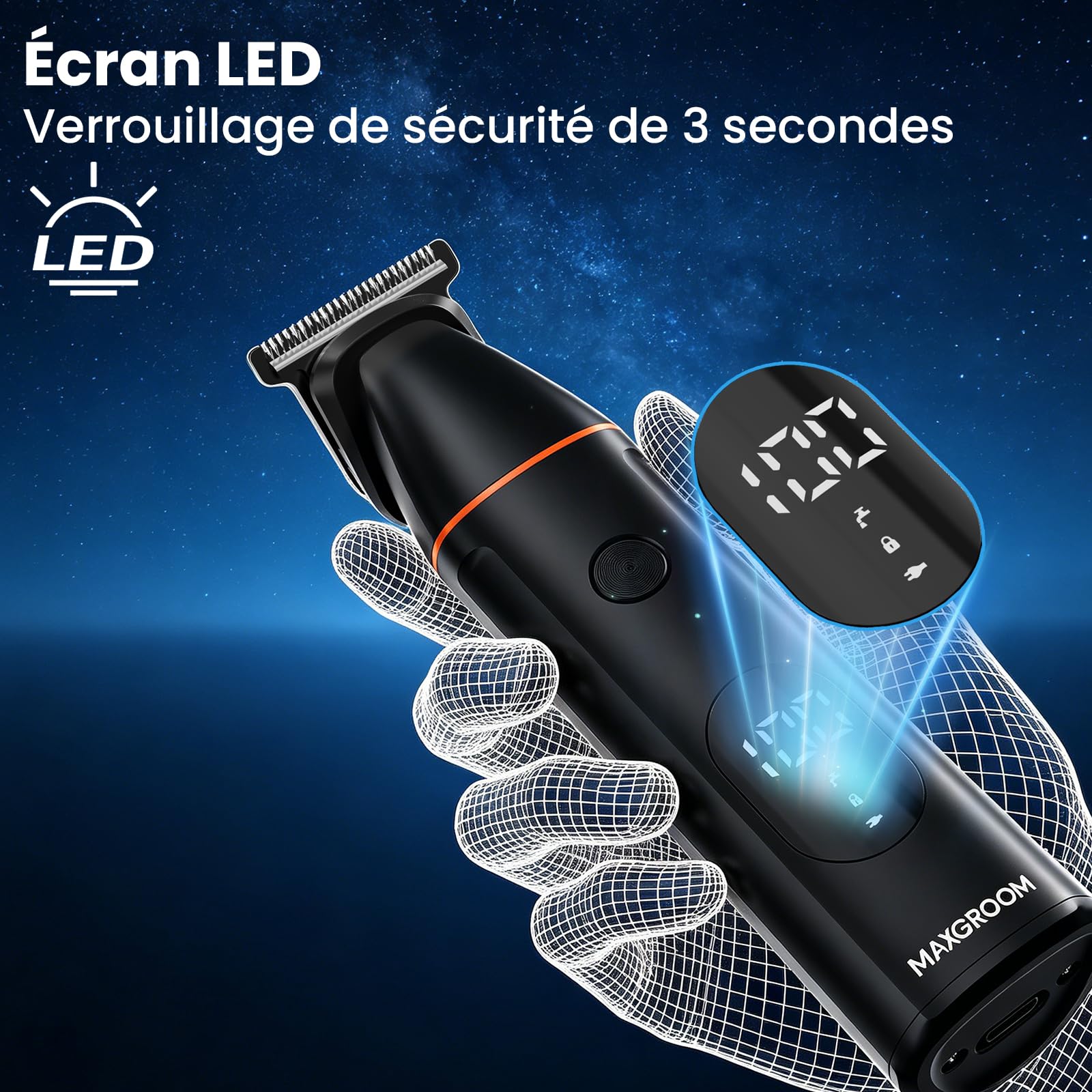 MAXGROOM Trimmer corpo uomo elettrico 4 in 1 multifunzione tosaerba intimo uomo, 7000 RPM rasoio parte intima professionale, IPX6 impermeabile, lunga resistenza USB-C