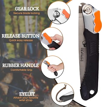 EverSaw Folding Hand Saw 8 inch Compact Camp Saw for Trees Pruning and Gardening