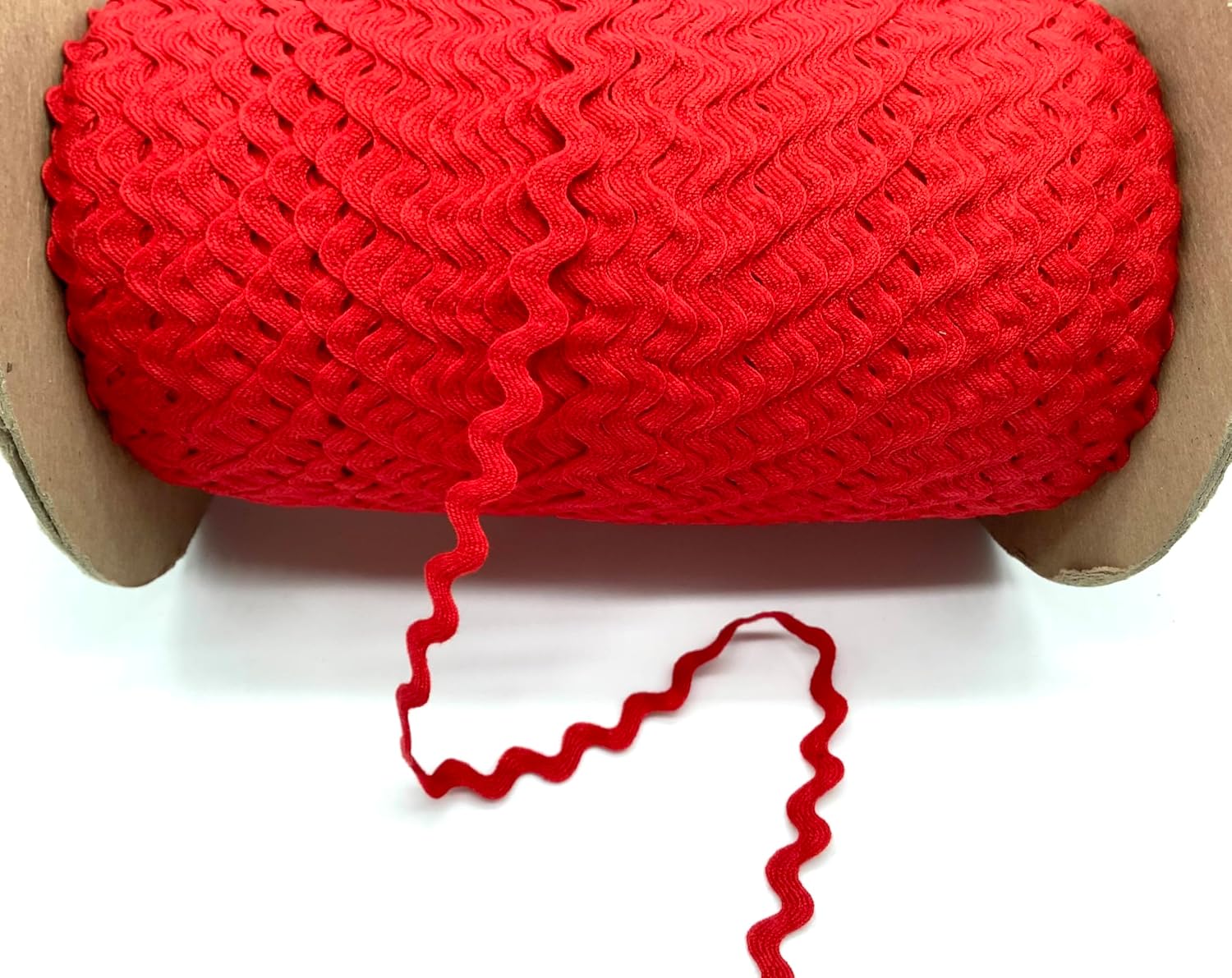 Scarlet 3/8" (9.5 mm) 100% Cotton RIC Rac – 25 Yards – Colorfast Sewing Trim for Clothing, Quilting, Home Décor & DIY Crafts | Vintage Cotton