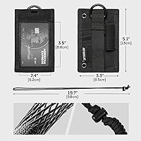 Vista 5 de OneTigris Tactical ID Card Holder Hook & Loop Patch Badge Holder Neck Lanyard Key Ring and Credit Card Organizer (Black)