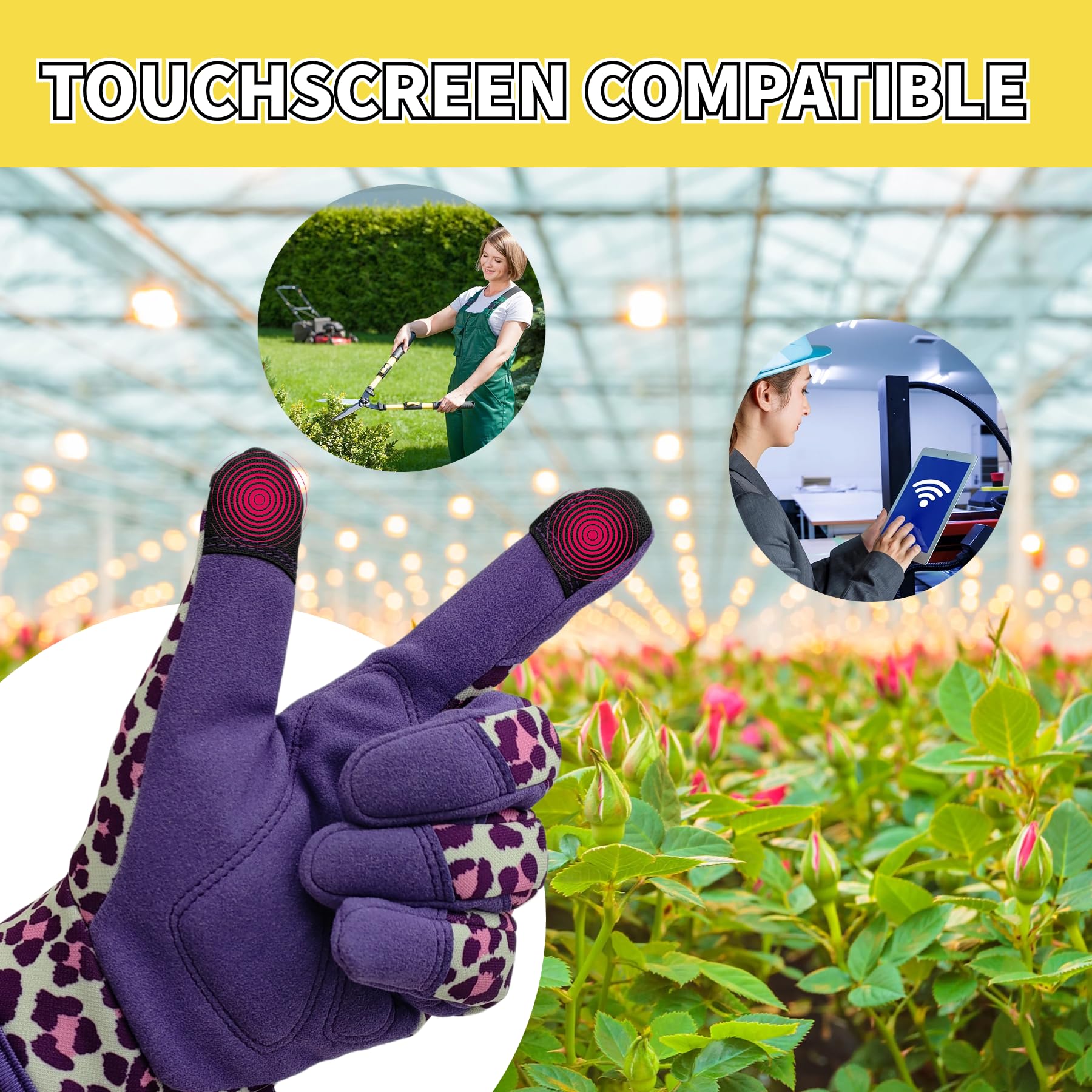 Guantes de jardín multifuncionales, guantes de jardinería de elastano para mujer, guantes de trabajo de cuero sintético, regalo para mujer, talla M