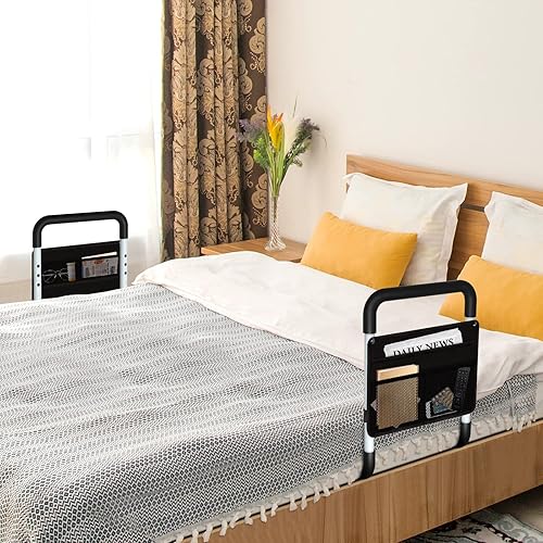 Miniatura 7 de Rieles de cama para adultos mayores, barra de soporte de cama médica con bolsa de almacenamiento gratuita y correa de fijación, apto para King,