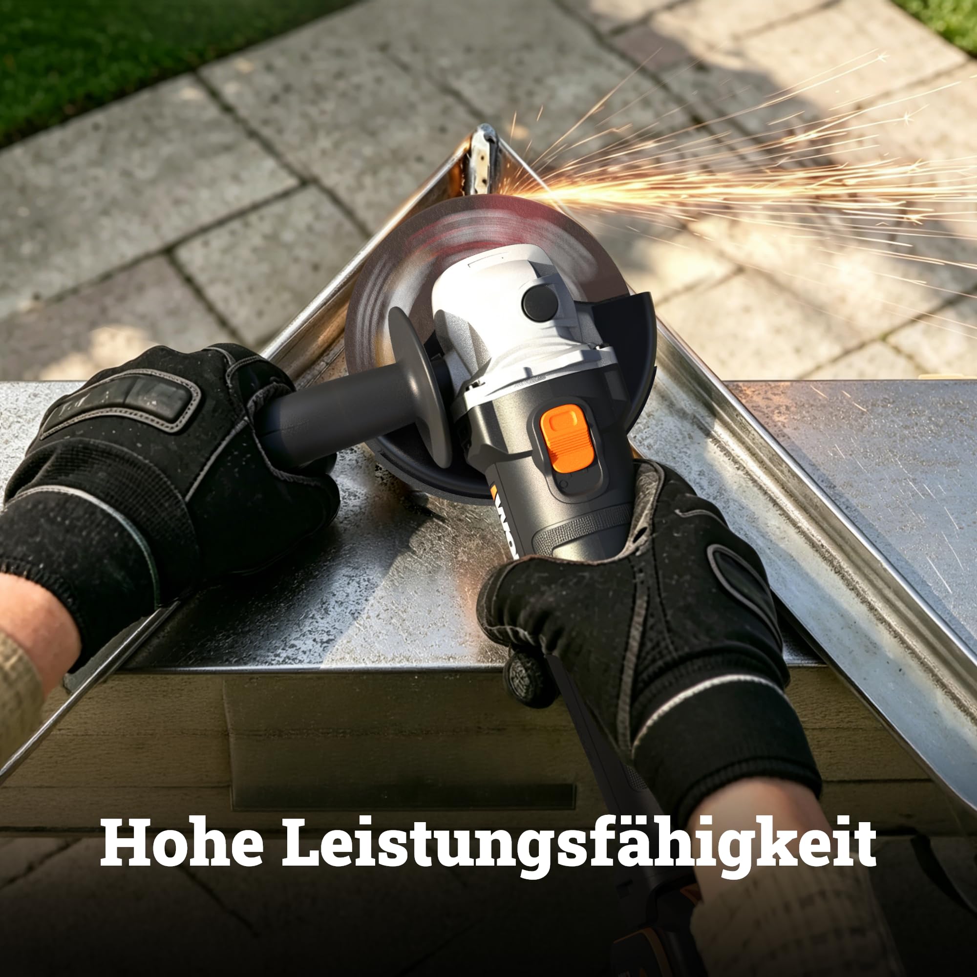 WORX WX807.9, Akku-Winkelschleifer 20V ohne Akku & Ladegerät, PowerShare | 125 mm, 6-stufige Drehzahlregelung, 2500, 11000 U/min und Schnellverstellung Schutzhaube