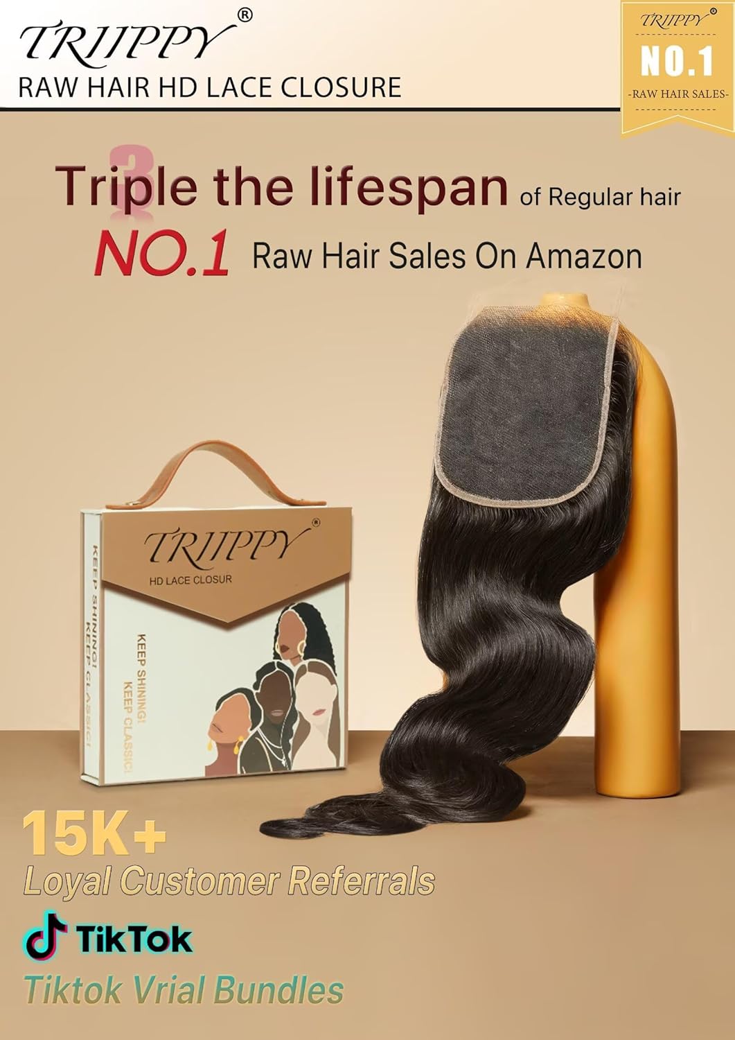 Triippy Raw Hair 5x5 HD Lace Closure Body Wave More Less Shedding than Regular Virgin Hair(14 Inch),0.10mm Ultra-Thin 5x5 Swiss Real HD Lace with 100% Raw Cambodian Human Hair