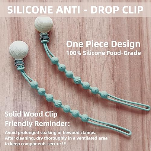 Miniatura 8 de Paquete de 5 elegantes juguetes de dentición de silicona para bebés 4 anillos de dentición y clip de silicona extra, mordedor para niños pequeños,