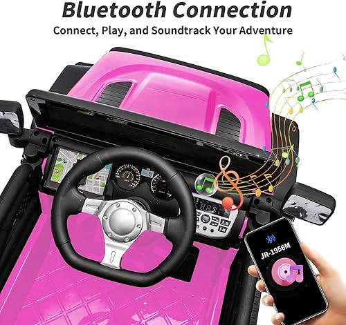 Miniatura 7 de 4WD - Camión de coche para niños, 12 V, 7 Ah, vehículos eléctricos para niños, juguete para niños pequeños con control remoto, color rosa