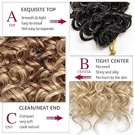 YXCHERISHAIR 8 Packs Curly Crochet Hair GoGo Curl Crochet hair for Women Deep Wave Braiding hair,Synthetic Bohemian Crochett Braid Water Wave Crochett hair Extensions(1B/27/613, 12inch)