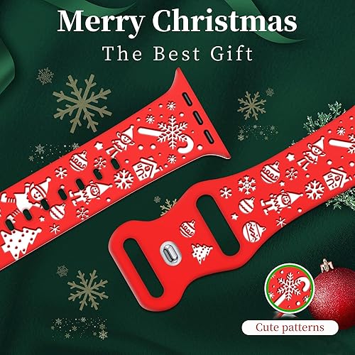 Miniatura 10 de Christmas Gift Compatible with Christmas Apple Watch Bands for Women 49mm 46mm 45mm 44mm 42mm, Soft Silicone Santa Claus for Apple Watch Ultra 3