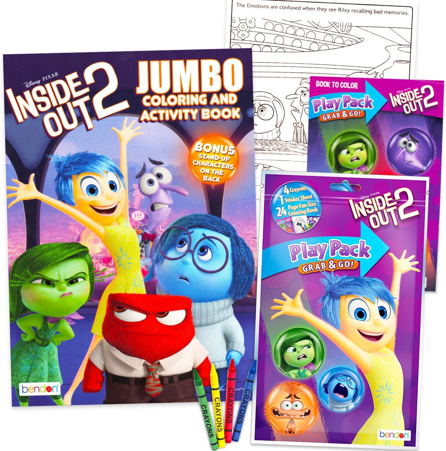 Inside Out Disney Coloring and Activity Book 2 Books Filled with Stickers, Posters, Coloring Activities