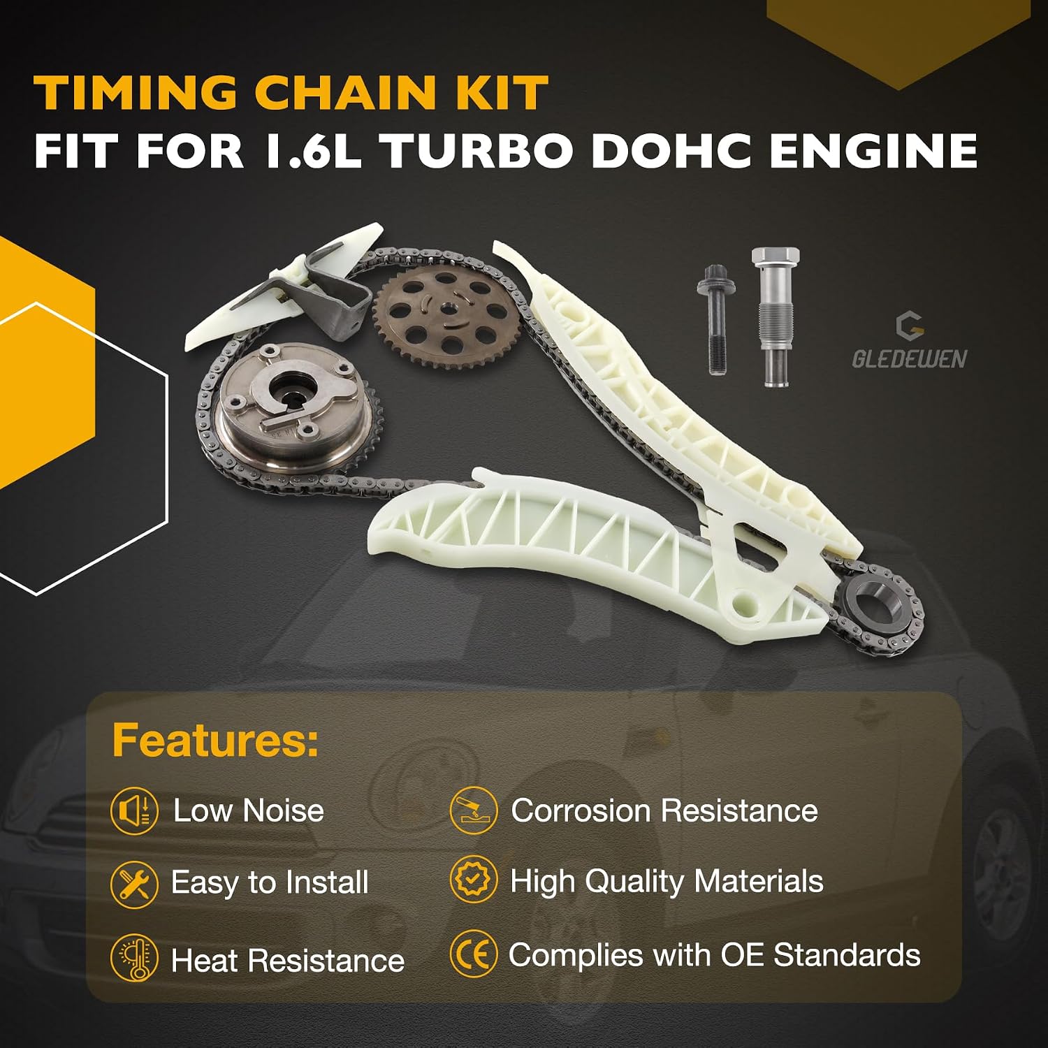 N14B16 Engine Timing Chain Kit With VVT Gear Sprocket, Compatible with 2007-2012 Mini Cooper S R55 R56 R57 R58 R59, 1.6L Turbo N14 Engine, Replace# 90773S 11317516088
