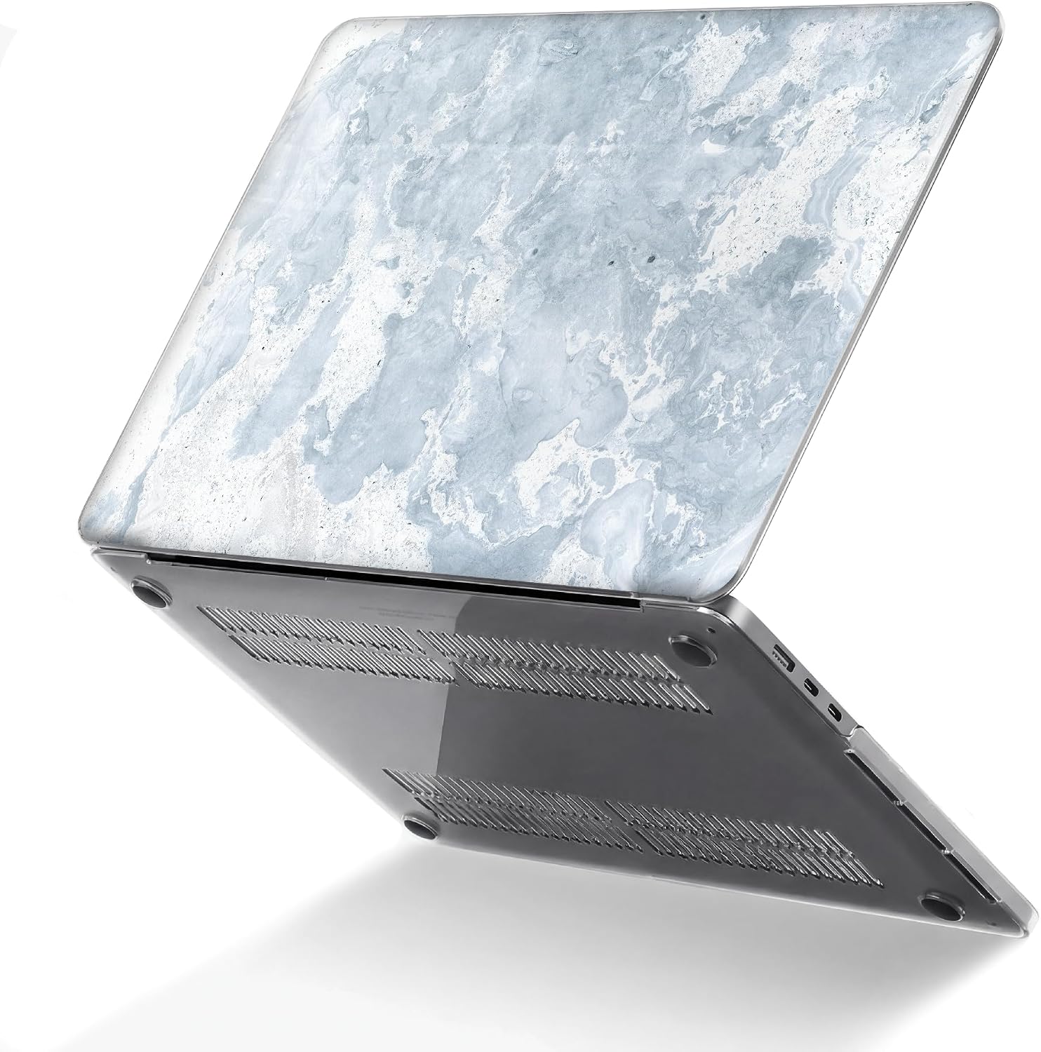MERTAK Hard Case Compatible with MacBook Air 15 13 Neo Pro 16 14 inch M5 M4 M3 M2 M1 | Light Blue Marble Laptop Cover Abstract Stone Texture, Minimalist Design, 2026 2025 2024, A3401 A3112 image 2