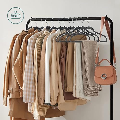 Miniatura 7 de SONGMICS Clothes Rack with Wheels, Clothing Rack for Hanging Clothes, 25.4 mm Metal Garment Rack with Dense Mesh Storage Shelf, 110 lb Load
