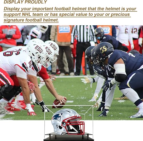 Miniatura 7 de Vitrina de casco de fútbol de tamaño completo, vitrina de acrílico para casco de acrílico, base acrílica negra, caja de exhibición de casco de