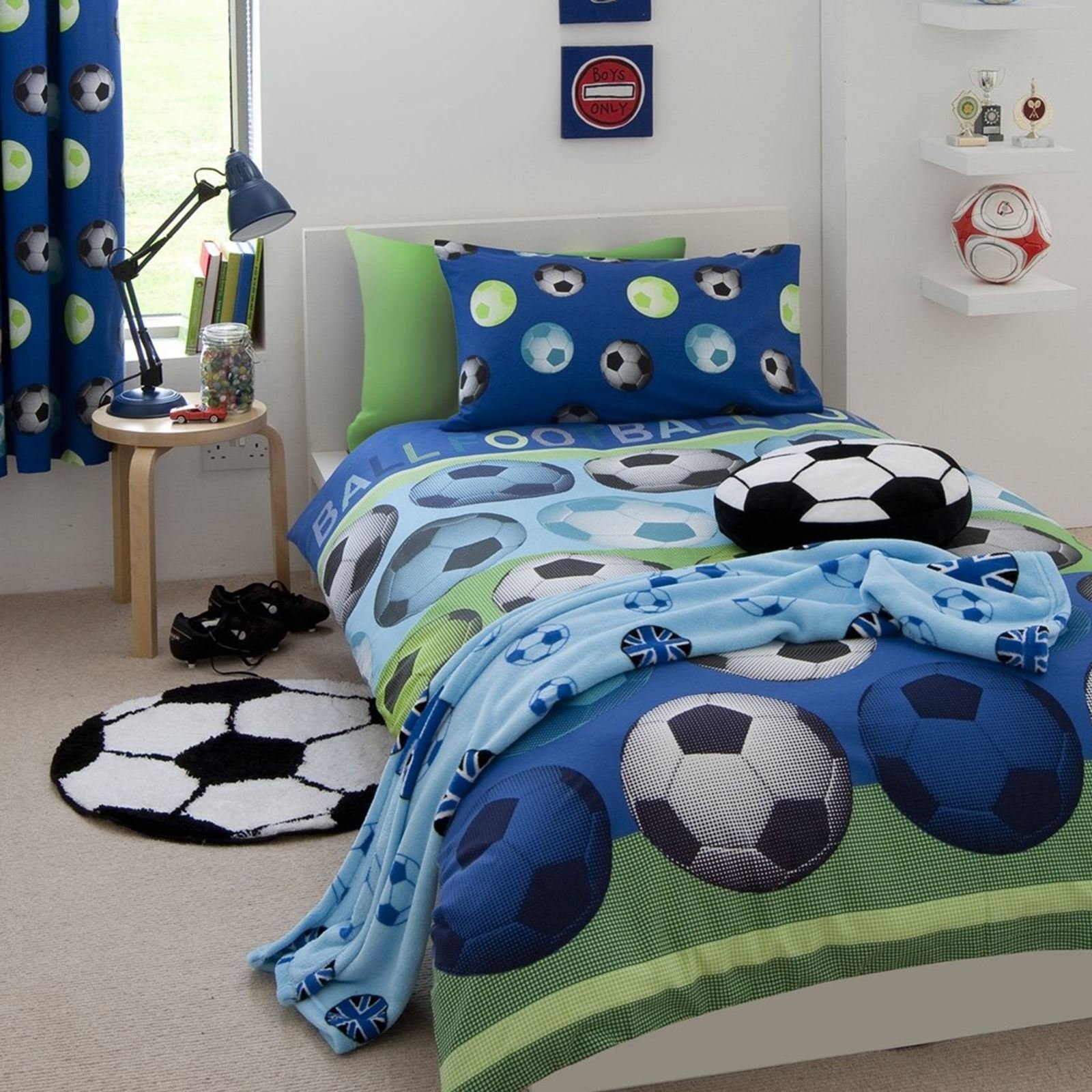 Catherine Lansfield Football Blue Double/US Full Duvet Cover Set