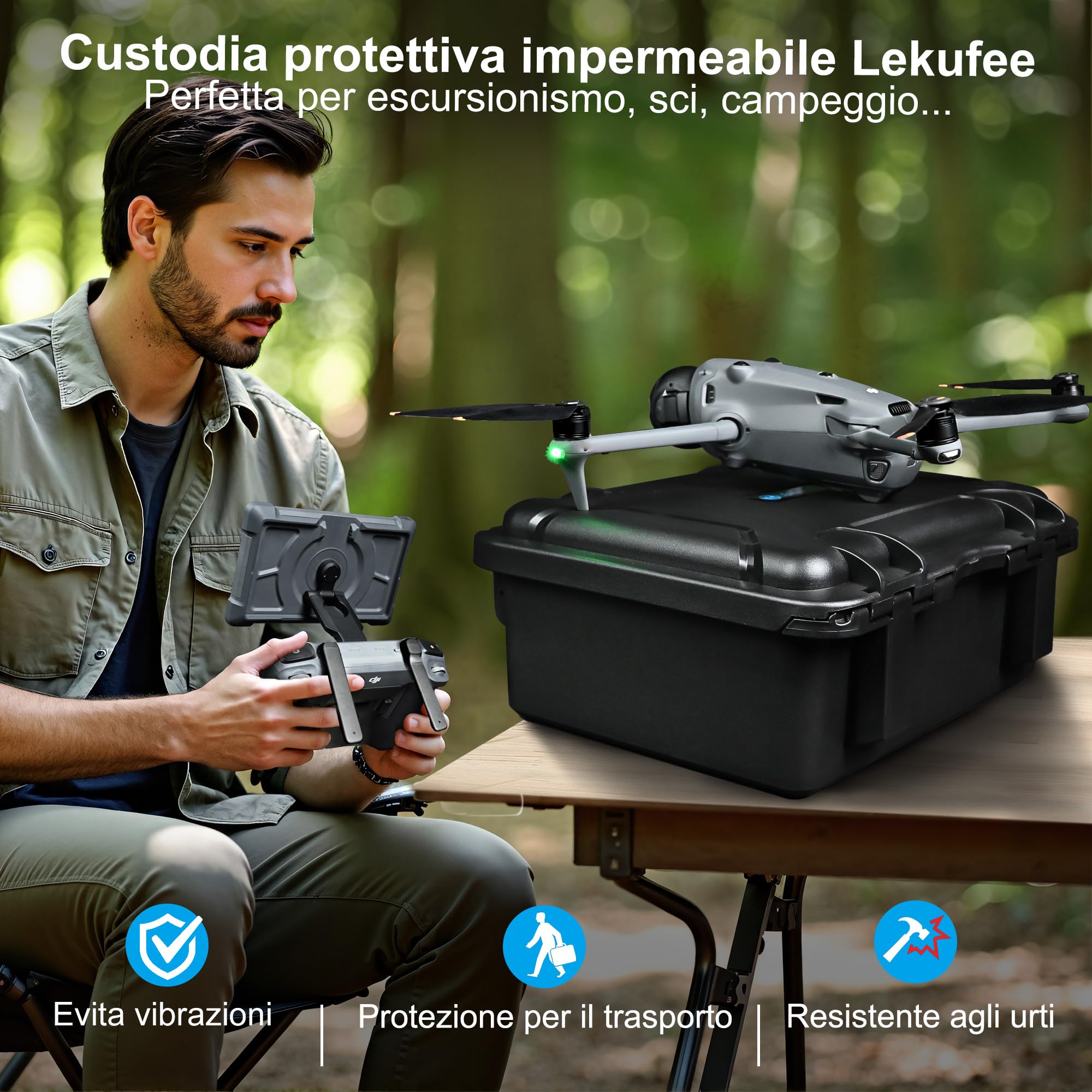 Custodia rigida impermeabile DJI Mavic 4 Pro, Creator Combo, Fly More Combo, DJI RC Pro 2/RC 2, 7 batterie, hub ricarica, accessori