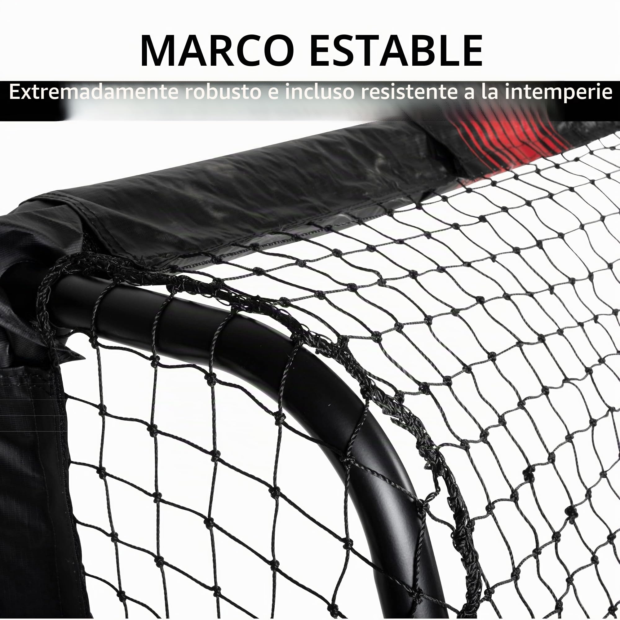 Dunlop Fußballtor - 240 x 160 x 85 cm - Metall - Fußballtrainingszubehör für alle Altersgruppen - Montaje Einfache - Schwarz/Rot