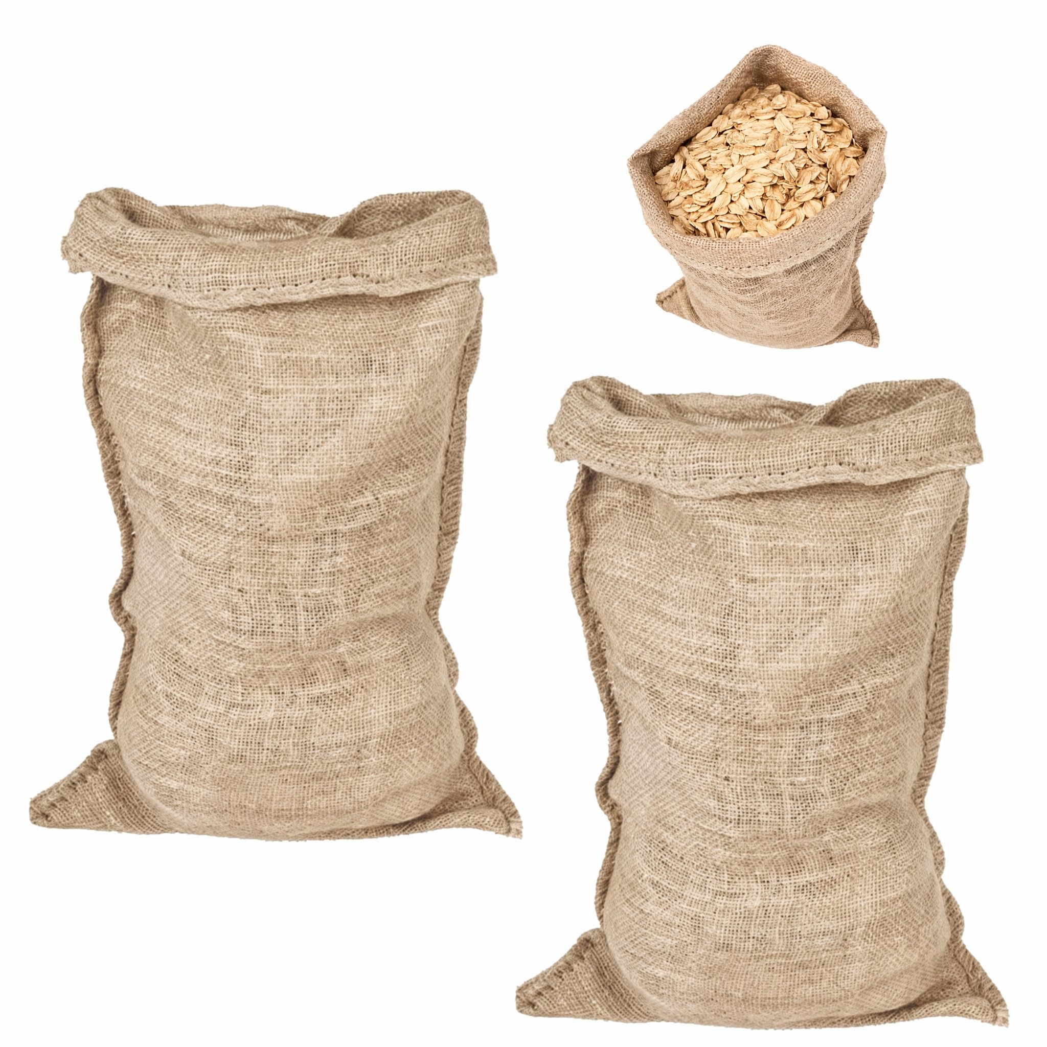 2 Pcs Large Hessian Potato Sacks, 40x60cm Reusable Natural Jute Burlap Storage Bags Heavy Duty Woven & Breathable Sacks Open Top Fabric Sacks for Storing Vegetables Fruit Sand & Garden Supplies