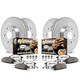 Power Stop Front and Rear Brake Kit For 2021 2022 2023 2024 Cadillac Escalade - Truck & Tow Carbon Fiber Ceramic Brake Pads & Drilled and Slotted Rotors Replacement, K8171-36