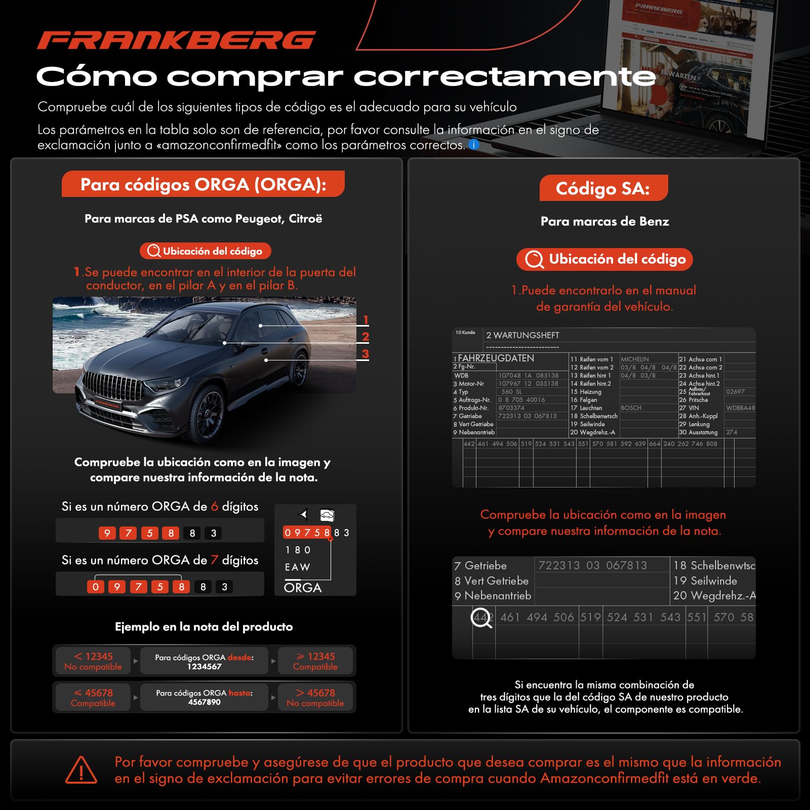Frankberg Pinza de freno 0004217381 | Compatible con: Clase A W176, Clase B W242 W246, CLA Coupé C117, Clase GLA X156