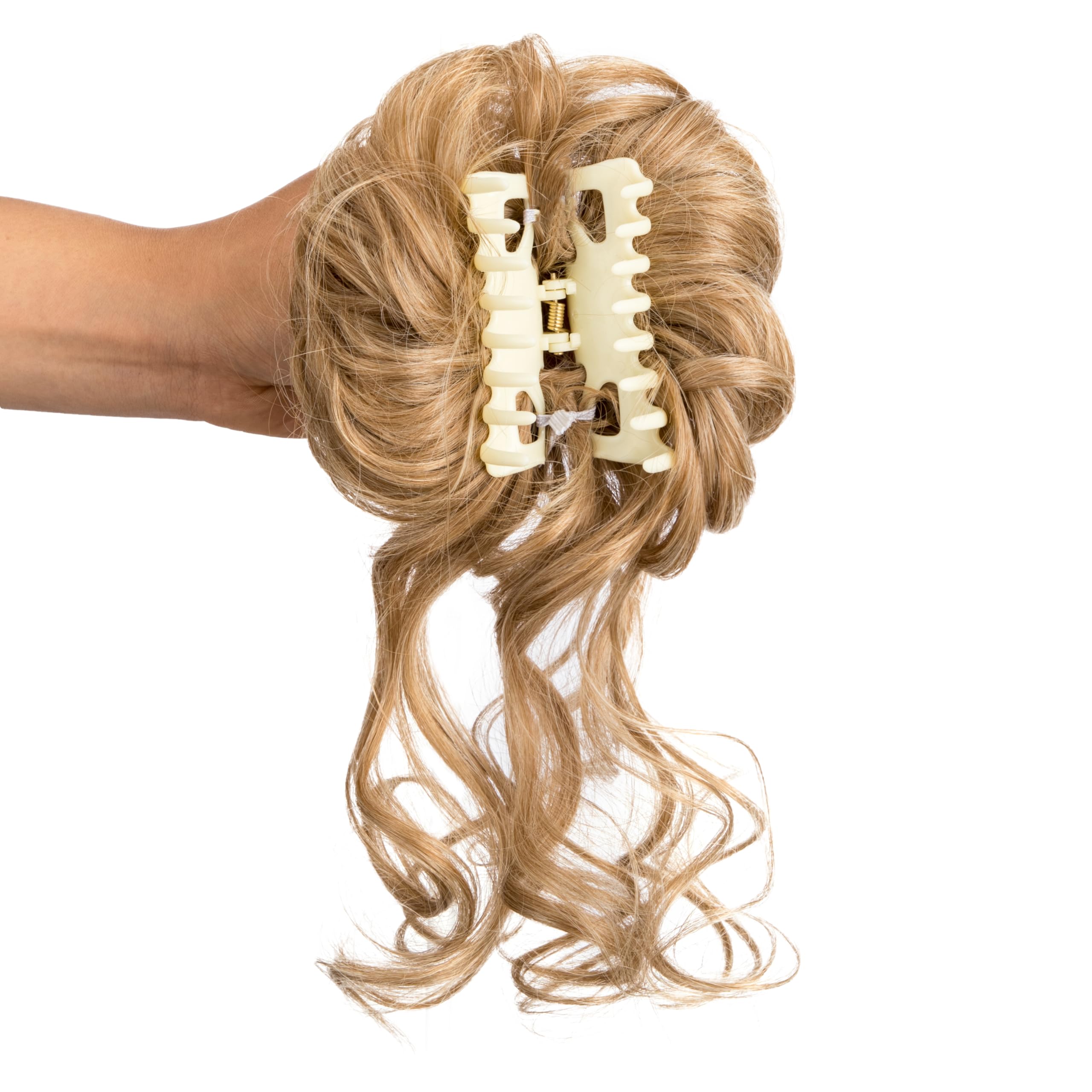 Claw Clip Messy Bun Hair Piece Elastic Hair Band Hair Pieces Curly Hair Scrunchie For Women (Ash Blonde) - Image 4