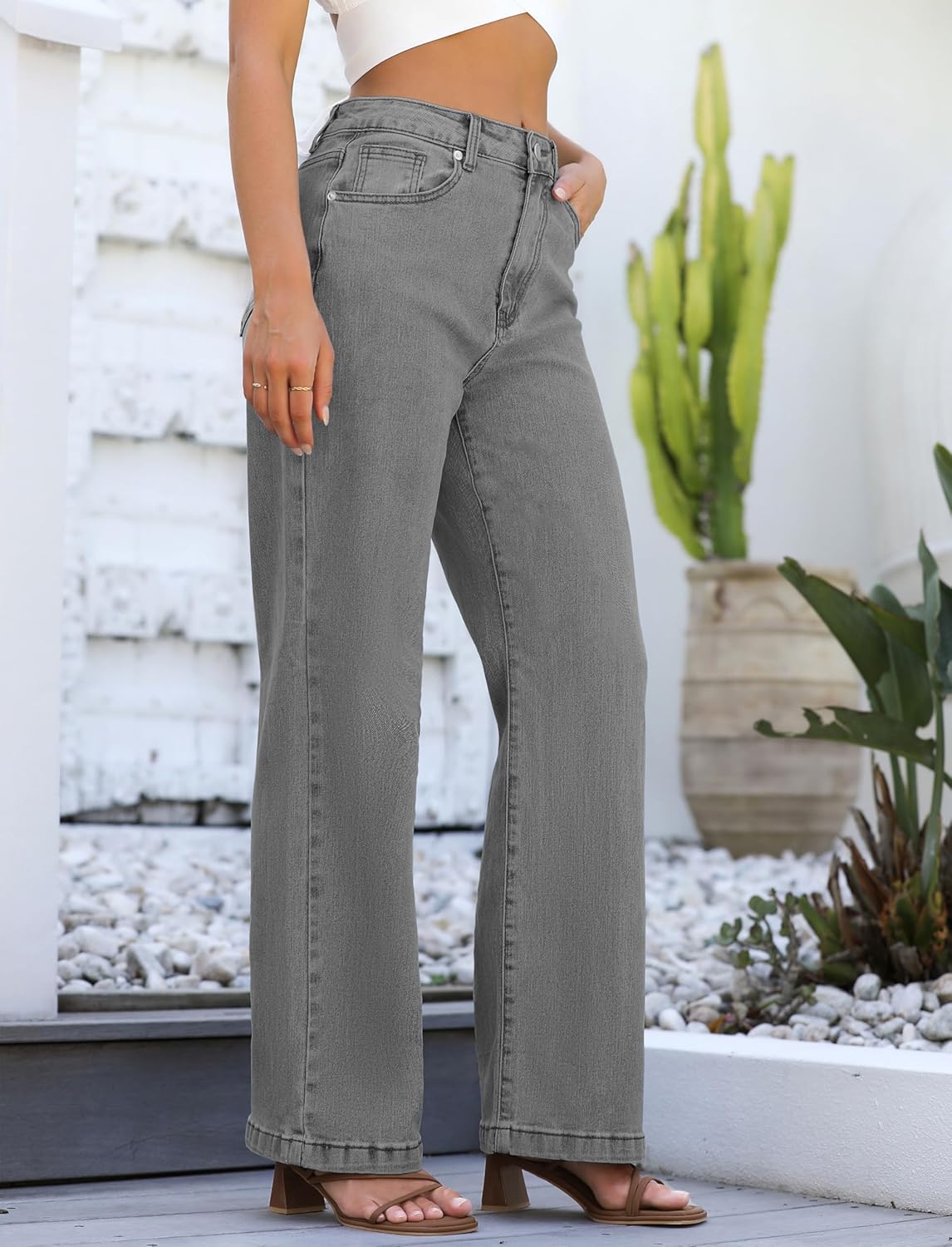 Womens Jeans High Waisted Straight Leg Loose Stretchy Lightweight Tummy Control Trendy Jeans for Women 2025 - Image 3