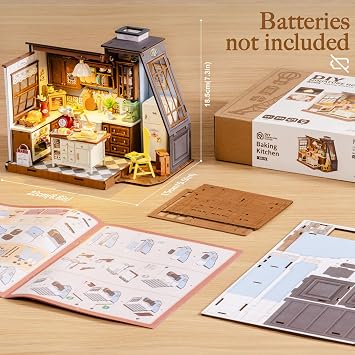Rolife Baking Kitchen DIY Miniature House Kit with LED Lights