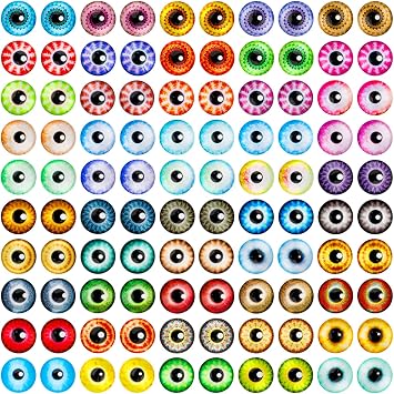 100PCS 12MM Assorted Dragon Eyes Glass Cabochon Mixed Style Doll Dragon Eyes for Clay Doll Making Sculptures Props Craft DIY Findings Jewelry Making