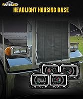 Vista 5 de PARTSam Headlight Housing Base with H4 Plugs Wire Harnesses Stainless Steel Bezel Replacement for Kenworth T600 T800 W900, Peterbilt 379, Western