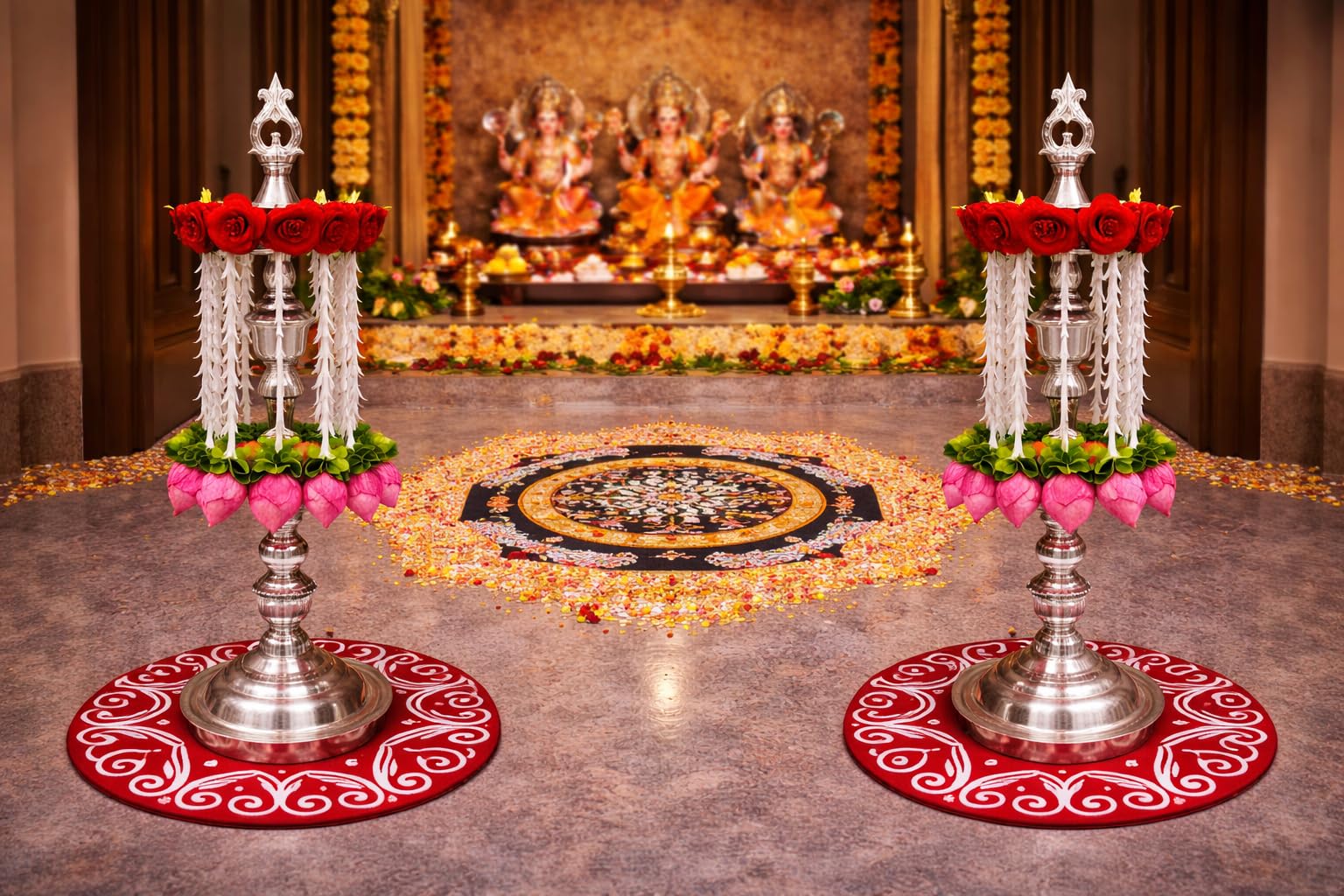 Diwali Rangoli - Red Velvet Decor FREE SHIPPING -3