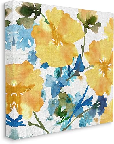 Miniatura 2 de Stupell Industries Lienzo decorativo de hibisco amarillo y azul por Flora Kouta