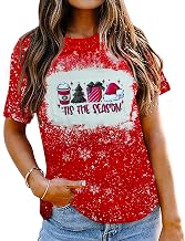 Christmas Shirts for Women Tis The Season Xmas Shirt Christmas Tree Graphics Tees Funny Holiday Family Party Tops